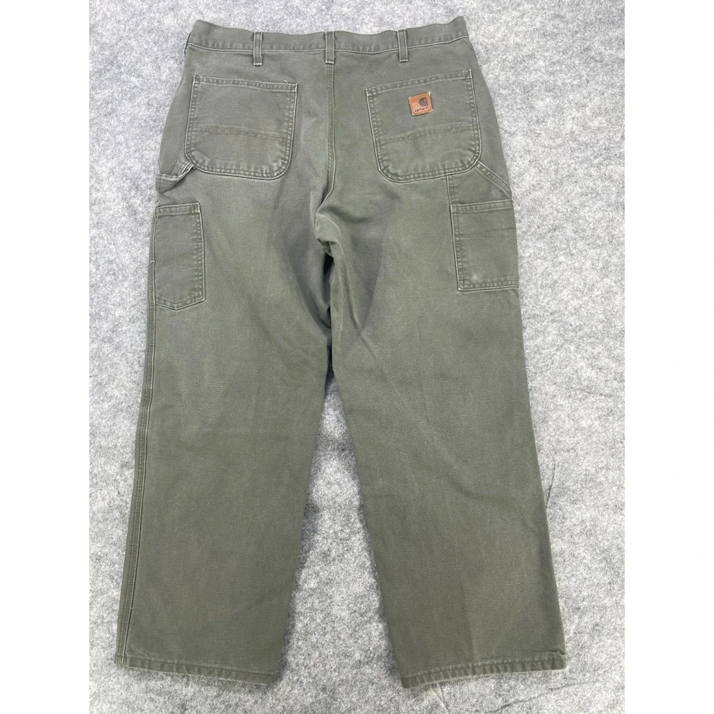 Carhartt B11 MOS Dungaree Men 38x30 Moss Green Wash Duck Work Pants (Fits 36x30)